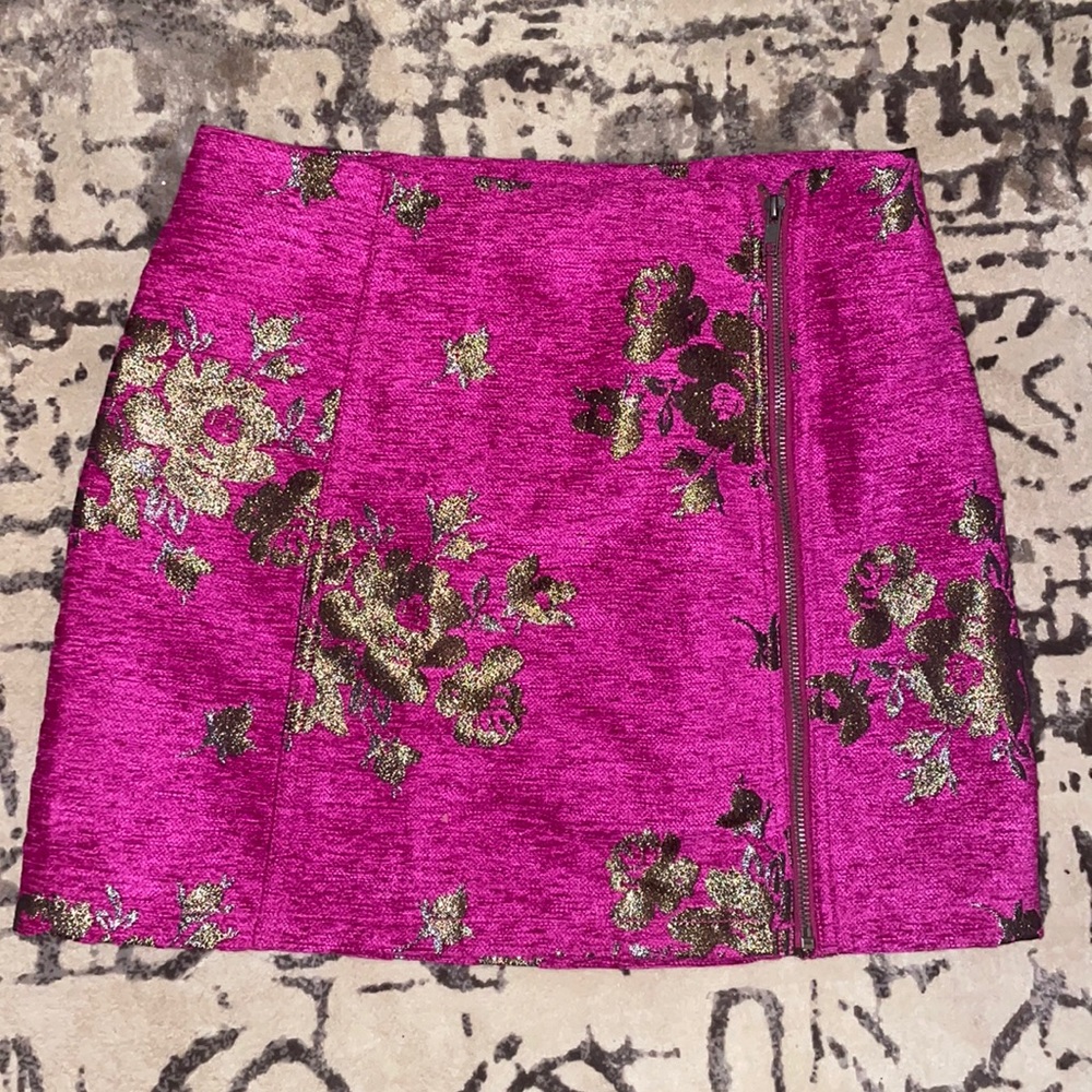 Free People Pink Metallic Mini Skirt